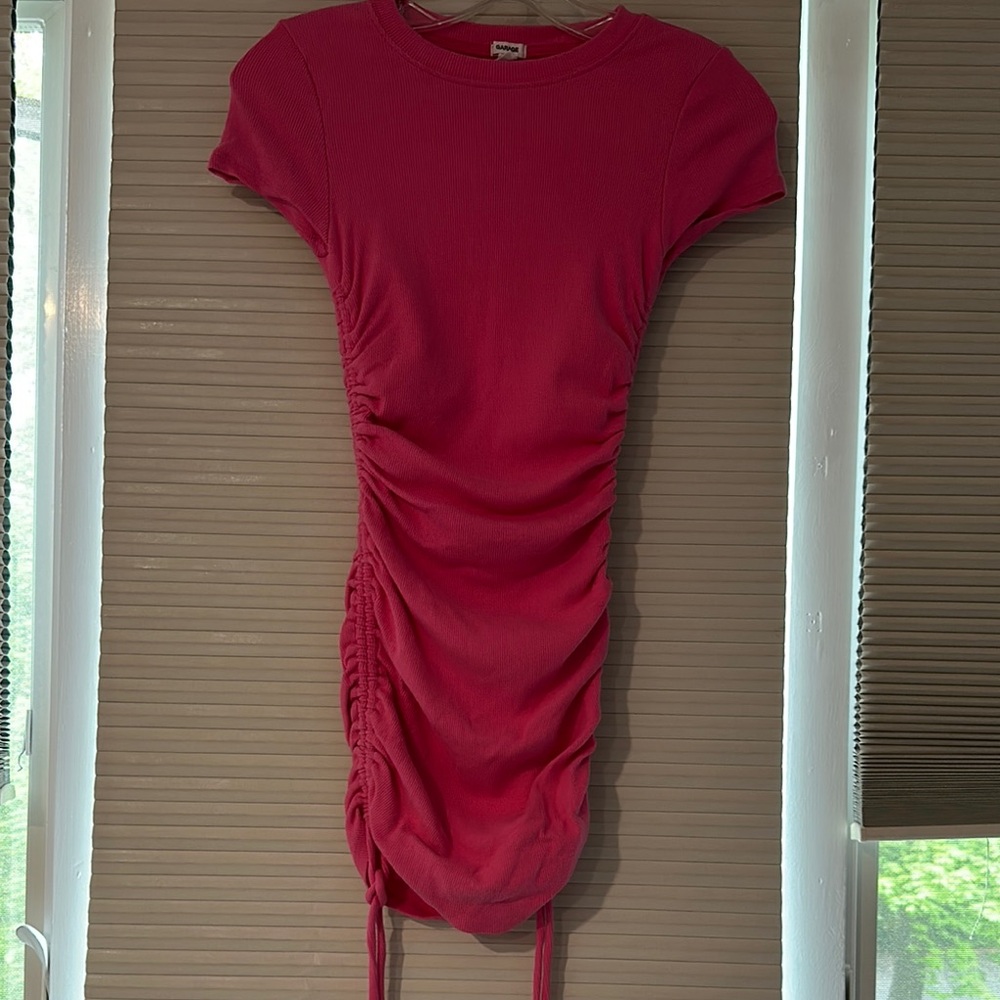 Pink Ruched Bodycon Dress
